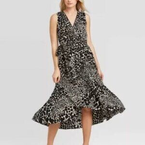 **Who What Wear** Summer Sleeveless Ruffle Dress  Leopard Print-Size X-L…